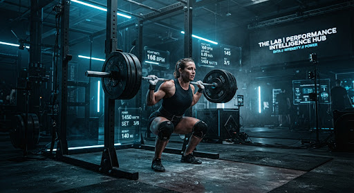 Generated athlete squat lab photo